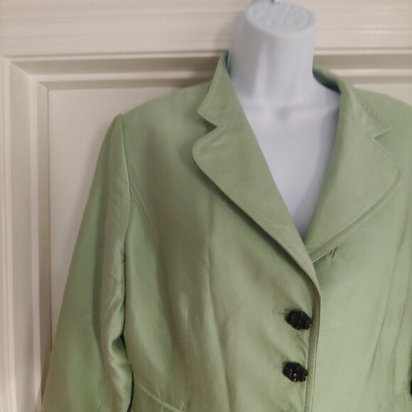 Kay Unger Mint Green 4 Button Blazer Jacket Pockets Silk Blend 16 - Picture 3 of 12